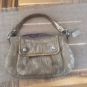 Coach poppy hobo 2010 Metallic Gold Signature Canvas Small Handbag